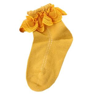 女童袜子春秋夏洋气韩版潮小女孩短袜纯棉宝宝花边袜蕾丝公主白色