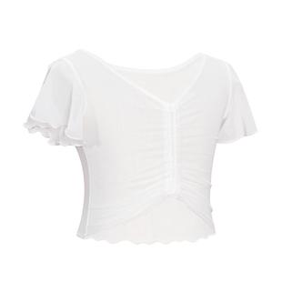 儿童芭蕾舞上衣白色纱衣外套练功服网纱罩衫体操服女童夏季舞蹈服