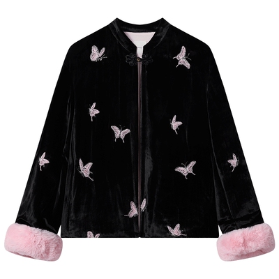 OCHIRLY欧时力可拆袖丝绒外套