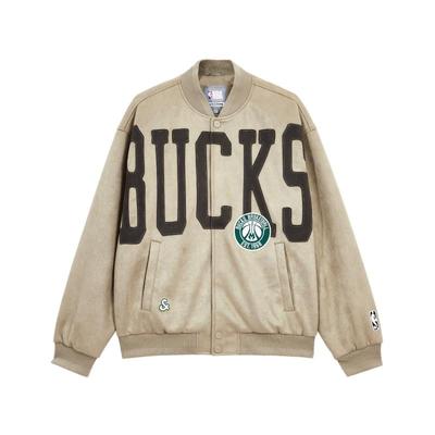 k区绫致杰克琼斯NBA联名款雄鹿队logo刺绣秋棒球服宽松夹克外套