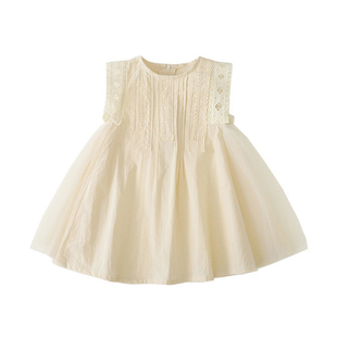 米素童装2025夏季新款女童洋气纱裙无袖甜美纯棉洋气儿童连衣裙