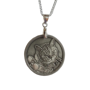 宠物纪念定制项链diy照片刻字圆牌吊坠女定做纯银猫咪小狗纪念品