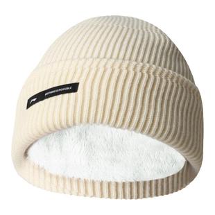 李宁帽子冬季男款户外防寒保暖加绒加厚毛线帽时尚大头围针织帽女