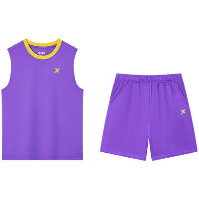 特步童装儿童篮球运动套装夏季新款男童透气速干衣无袖短裤两件套