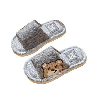 儿童亚麻拖鞋女童男童可爱小孩亲子居家防滑四季地板棉麻拖鞋春秋
