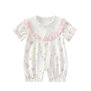 婴儿衣服夏季薄款连体衣婴幼儿宝宝夏装a类纯棉短袖短裤新生女宝6