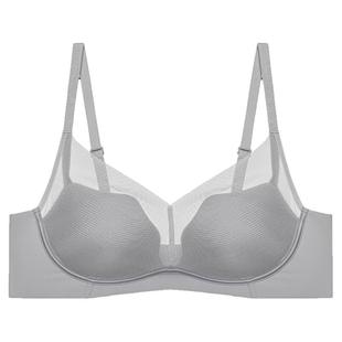 爱美丽轻纱裸感无钢圈小胸聚拢中厚杯内衣网纱无痕文胸女春夏新款