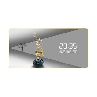 精梭福鹿数字电子时钟挂钟客厅玄关装饰画钟表插电数显屏灯光钟