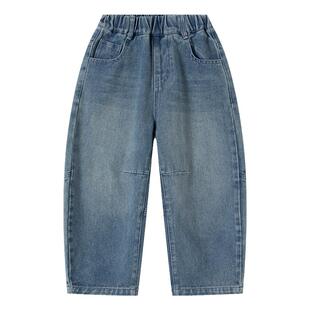 小象汉姆童装男童牛仔裤春春长裤2026春装新款大童裤子儿童弯刀裤