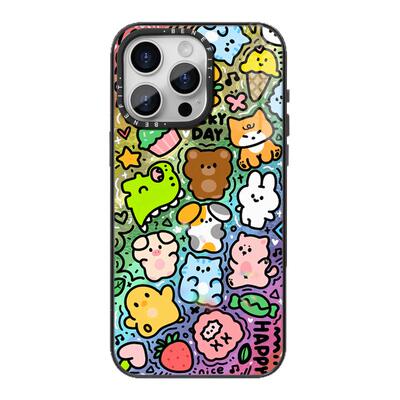 benefit萌系彩虹卡通小动物18pro17适用于iphone16promax苹果15PRO晶盾磁吸手机壳13新款14套12冰川纹防摔