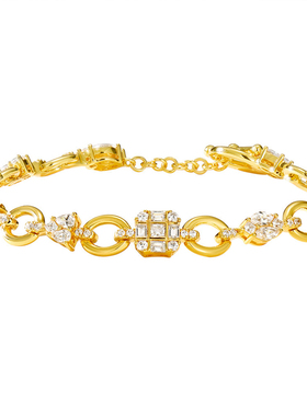 异形钻石环扣手链925银镀18K黄金