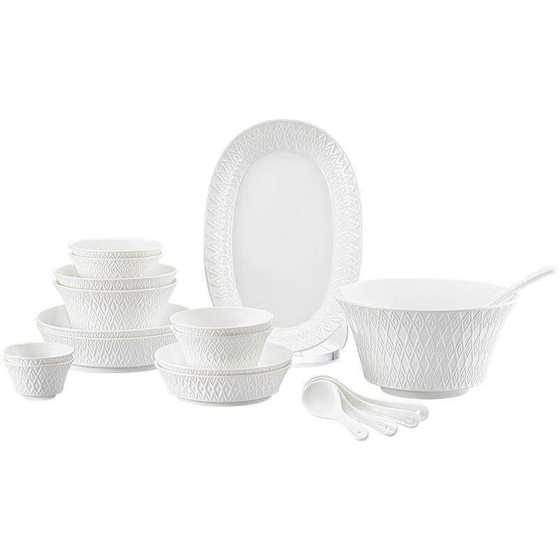 玛戈隆特罗马假日骨瓷餐具套装盒浮雕日常送礼家用碗勺盘盒装