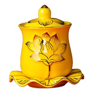 供水杯家用供奉观音圣水杯陶瓷摆件莲花杯供奉水杯净水杯财神贡杯