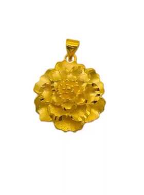 古法沙金四叶草玫瑰花吊坠