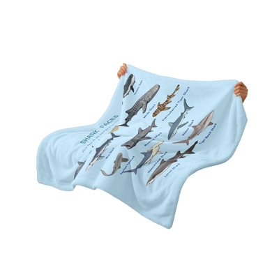 可爱鲨鱼法兰绒毛毯学生宿舍