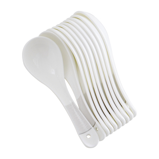 4个骨瓷小勺子小汤勺吃饭勺调羹勺陶瓷勺厨房酒店家用轻奢马戈勺