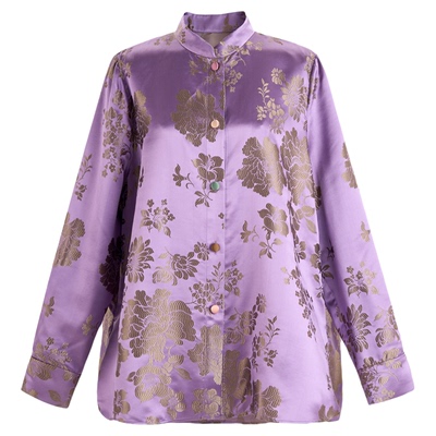 曼加塔【瑞紫鎏金】琥珀流光早秋新中式风外套50715