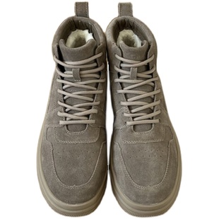 河南桑坡羊皮毛一体真皮羊毛系带厚底雪地靴男鞋冬季加厚保暖防滑