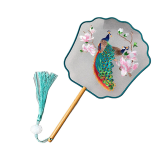 团扇舞蹈专用扇子古风学生儿童汉服唐服旗袍古装拍摄小圆扇仕女扇