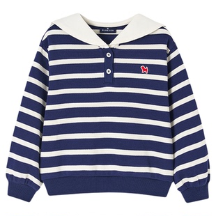 BLUEDOG 蓝狗25FW秋男女童舒适条纹水手领百搭卫衣儿童套头卫衣