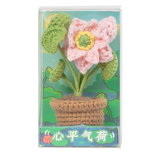 心平气和好运连连荷花莲花手工治愈情绪稳定电脑桌面工位小摆件