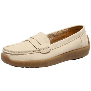 森达真皮乐福鞋女2026春新款商场同款一脚蹬休闲豆豆鞋皮鞋XWW01