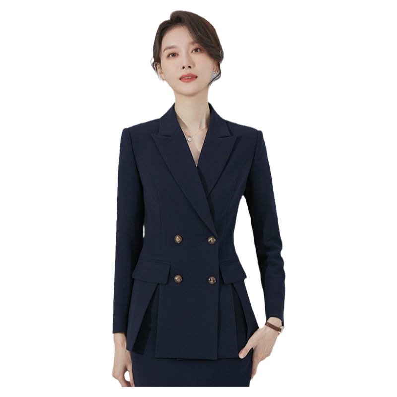 诗璐雅双开叉西装外套女2025秋冬