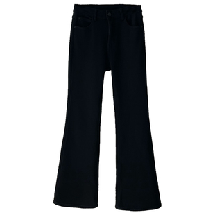 四面弹高腰显瘦加厚加绒微喇牛仔裤女冬季裤子修身提臀喇叭裤秋冬