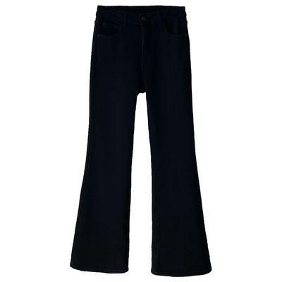 四面弹高腰显瘦加绒微喇牛仔裤女