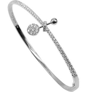 GiO珠宝 18K金钻石手镯群镶排钻真金手镯女白色玫瑰金色