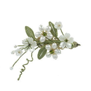 适合短发的发夹绿色珍珠国风边夹森系缠花仙美耳后发卡女新款夏天