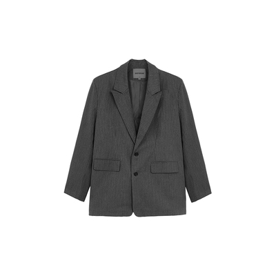 BODYDREAM深邃总裁灰西装男套装廓形感垫肩西服外套 2026春季新品