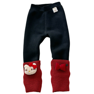 女童加绒打底裤无骨900克加厚绒可拆卸袜套儿童宝宝一条过冬裤子