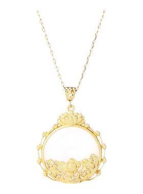 2025夏季中国风元素设计古法镀金镶嵌仿和田玉平安扣莲蓬复古项链