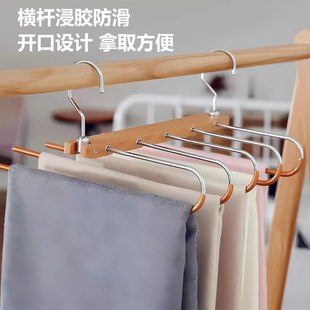 裤 子无魔术收纳痕裤 架多功能多层挂架衣柜家用夹衣架裤 实木折叠裤
