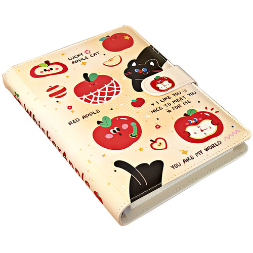 小槑同学 苹果猫PU皮笔记本可爱高颜值加厚A5活页本可拆卸本子工作日记本2025年新款好看的手账记事本女生款