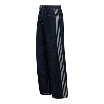 adidas阿迪达斯三叶草阔腿牛仔裤男撞色缝线运动休闲长裤 KS6916