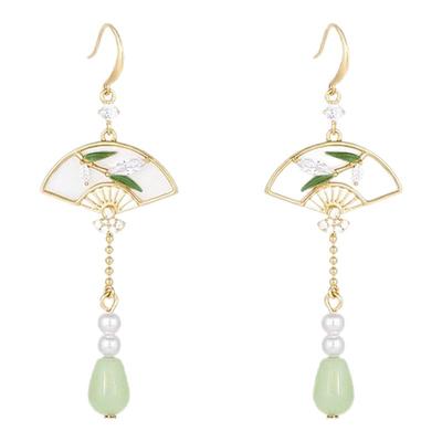 新中式扇形耳环独特漂亮