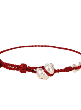 马年平安好运999足银红绳手链