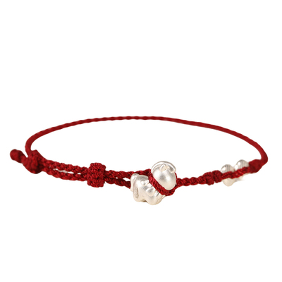 马年平安好运999足银红绳手链