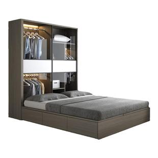 衣柜床一体榻榻米儿童房北欧双人床1.5米小户型1.8米无床头储物床