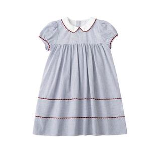 哈齿童装儿童短袖百褶裙娃娃领高级感女童学院风连衣裙演出礼服夏