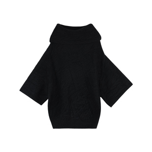 辰米范 悸动代码 一字肩针织衫女慵懒风宽松套头毛衣露肩长袖上衣