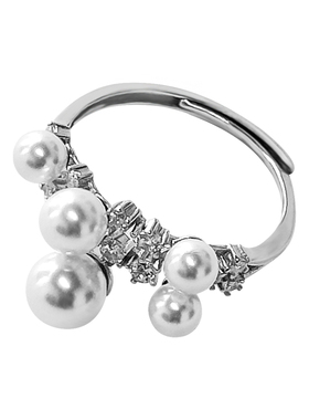 ninina满天星不规则亮闪bling施家珍珠戒指925银开口可调节00201