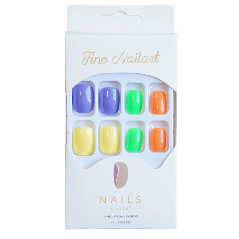假指甲贴片成品彩虹糖果跳色系列防水多巴胺少女元气穿戴美甲显白