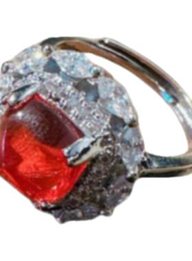 水果锦囊橙汁宝石耳坠 富婆的快乐 镀18K金 桔红糖塔水滴锆石戒指