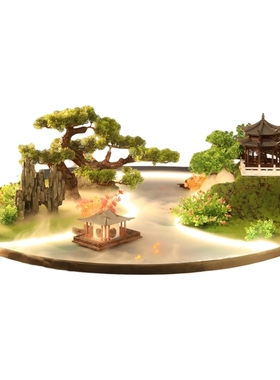 餐桌中间景观摆件灯光流水摆件