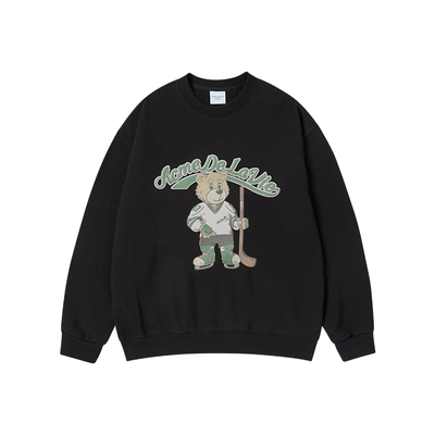 ADLVAC熊复古字母连帽卫衣