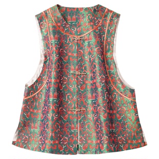 序缇质造『锦官城』新款秋季复古新中式女装桑蚕丝马甲H48-2699