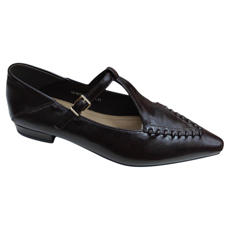英伦风单鞋尖头玛丽珍鞋咖色女鞋